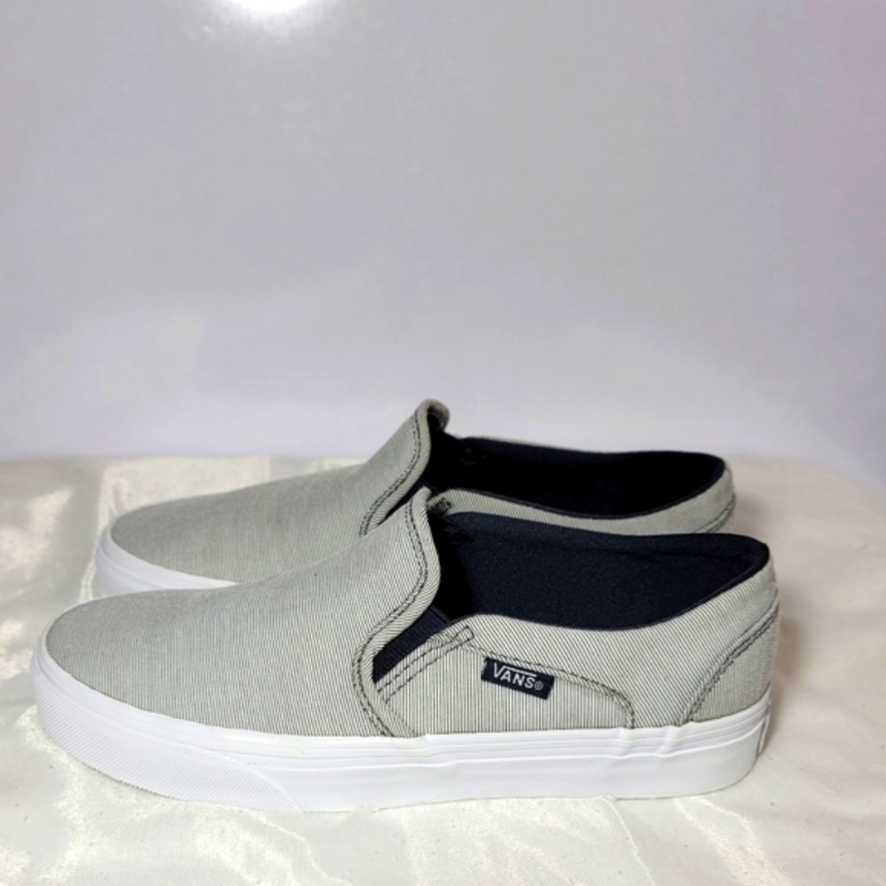 Vans Slip-On Canvas Sneakers in Light Gray